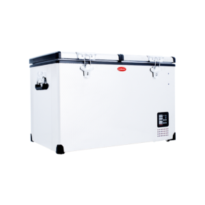 SnoMaster - 81.5L Dual Compartment Portable Fridge/Freezer AC/DC - Stainless Steel