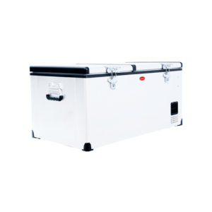 SnoMaster - 92.5L Low Profile Dual Compartment Portable Fridge/Freezer AC/DC - Stainless Steel